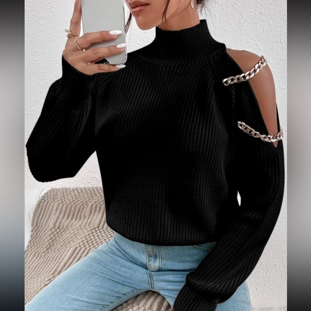 Cut out open shoulder sweater